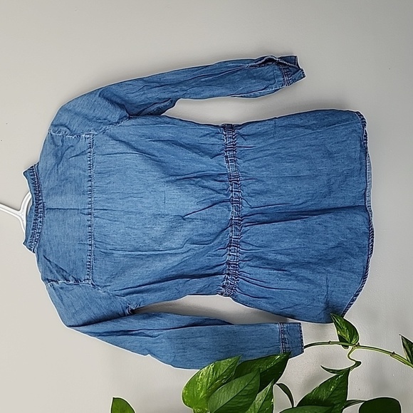 Oshkosh denim chambray girls drawstring top shirt 10 12 - Picture 5 of 5